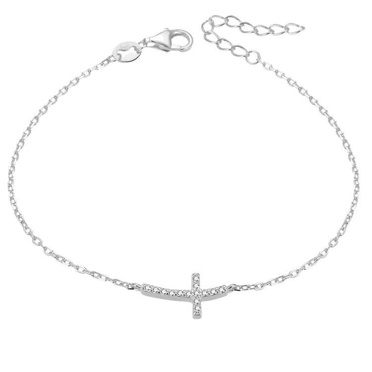 

925 sterling silver custom lucky jewelry cross Jesus bracelet