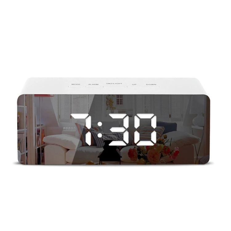 

new design mirror desk clock hot selling wholesale digital alarm clock LED Backlight In Stock thermometer display table clock