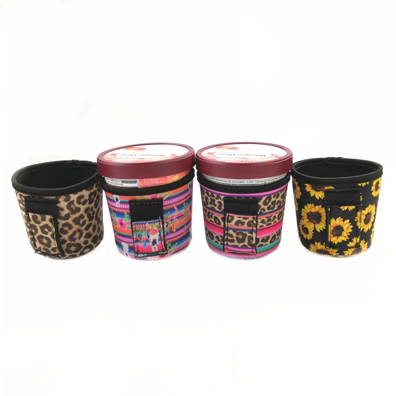 

H685 Custom Multi Colour Can Holder Neoprene Cooler Covers Leopard Cactus Pattern Printed Ice Cream Cup Cover