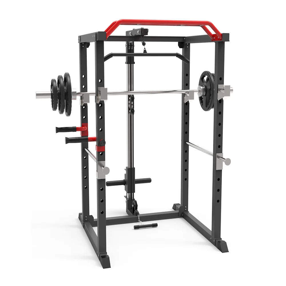 

Gym Adjustable Commercial Squat Rack Barbell Fitness Stand Tools Support Power Rack Black Set Cross Unisex Squat Rack