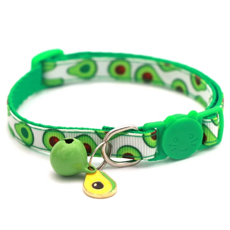 

Fruit Print Pet Collar with Bell Fruit Pendant Safety Buckle Puppy Cat Collar