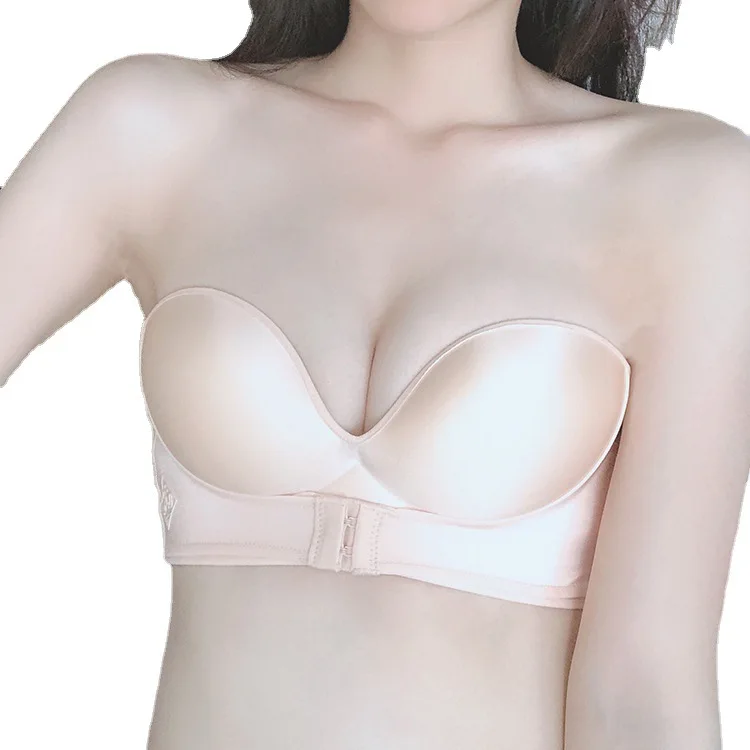 

front closure brassiere seamless Invisible Slip Less Strapless bra, Customized color