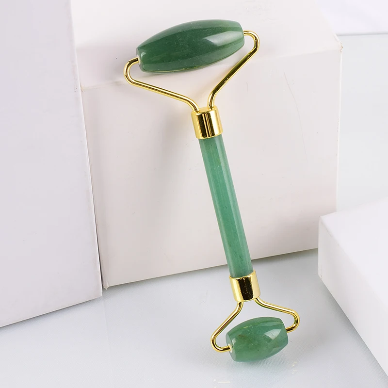 

green aventurine Straight handle Jade Roller And Gua Sha Scraping Massage Tool Set For Face and Body, Rejuvenate