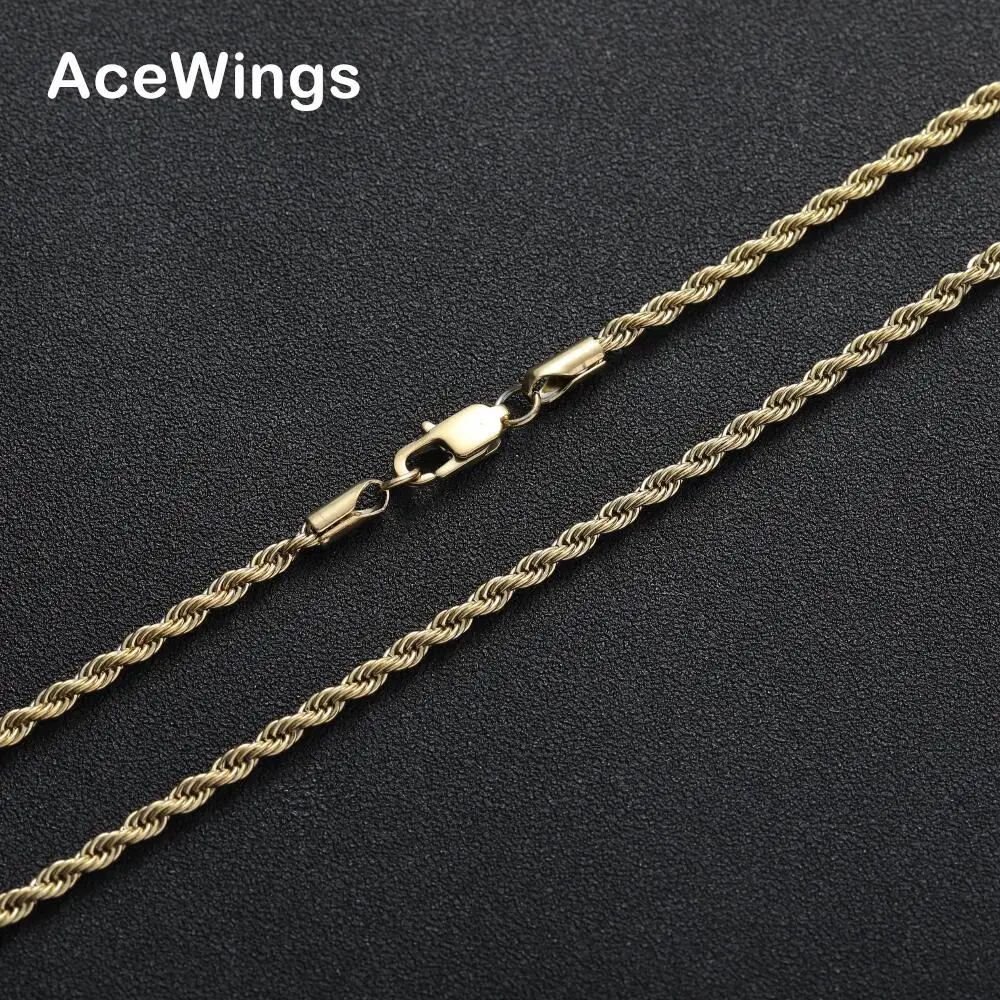

SC020 3mm 14K gold 16" 18" 20" 22" 24" 26" 28" 30" Stainless Steel rope chain Hip Hop Chain Necklace