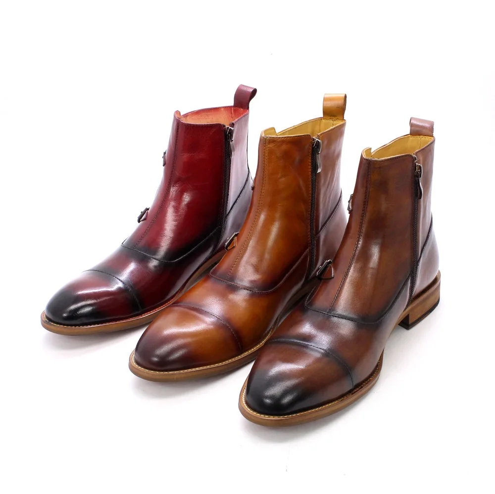 

Genuine Leather Shoes dress boots without laces office boots for men, Black.brown,coffee,yellow,white,red,blue,green,grey