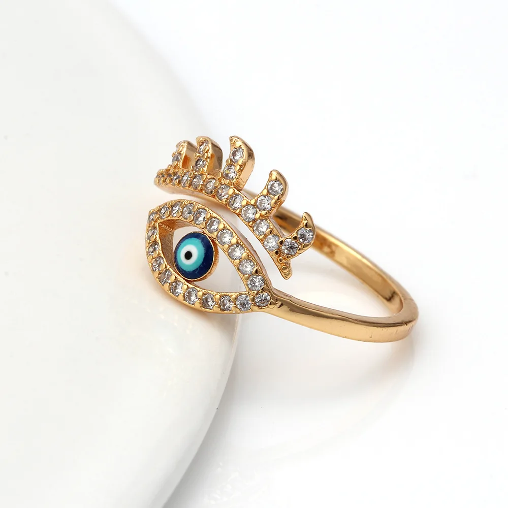 

Gold Plated Adjustable Lucky Protection Charms Rings Greek Evil Eye Joint Ring Women, Gold/silver