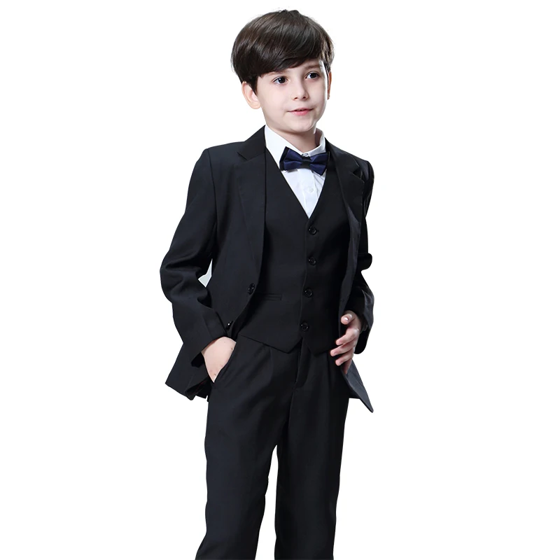 Nimble Boys Black Kids Boy Suits For Weddings Prom Suits Formal Dress Kids Tuxedo Children Clothing Set (Jacket+Pants+Vest)