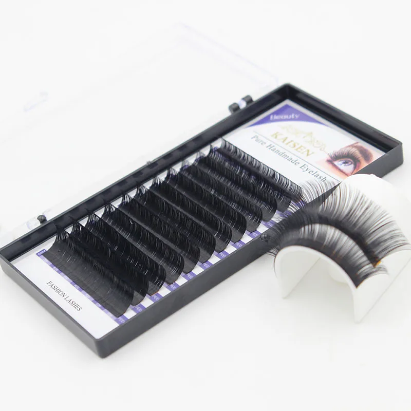 

Professional supplies customized clear plastic eyelash case easy fan lashes 100% hand made silk volume eyelash extension