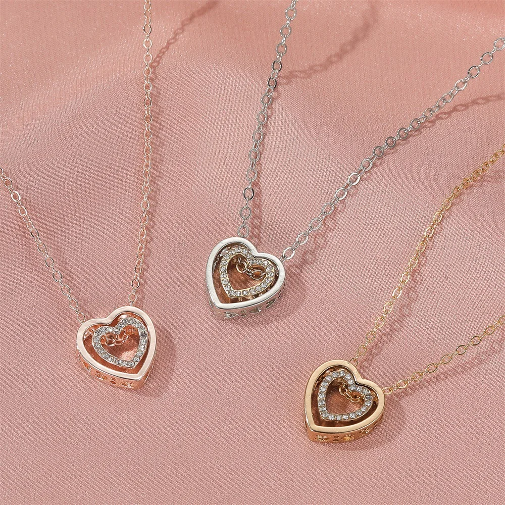 

NC-0252 Hot selling 2020 fashion necklace jewelry pendant newest designs diamond women trendy heart necklace, Picture shows