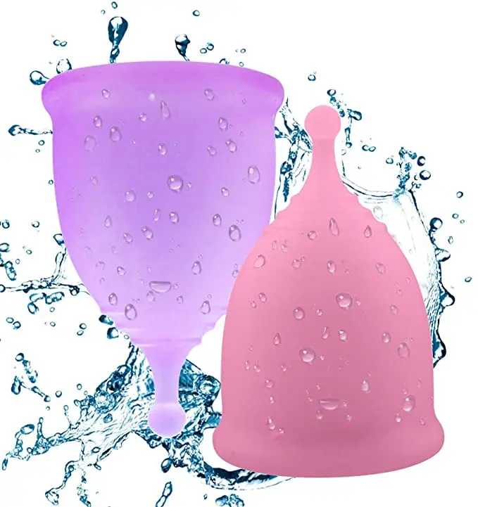 

Medical Silicone Menstrual Cup - Set of 2 Reusable Period Cups Women`s Cup With Complementary Carry Bag, White,purple,pink