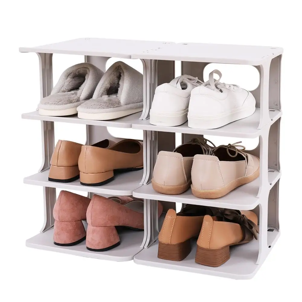 

Haixin factory Direct sales Shoe rack cabinet frame free punching shoe organizer simple shoe racks, Grey