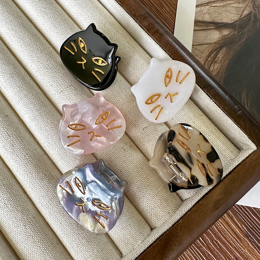 

korean new style hot selling kids hair clips anima girl mini cute cat cellulose acetate hair claws for women hair accessories