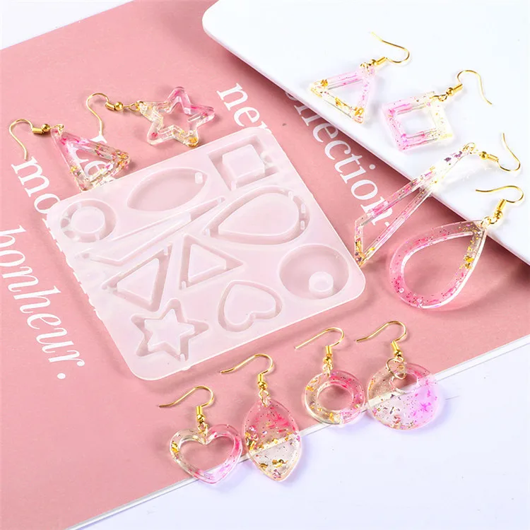 

Y3239 DIY epoxy star puzzle jewelry earring silicone mold, Random