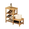 new design Multi-Tier High quality 2 tires bamboo sitting chair for shoes changing shelf for home
