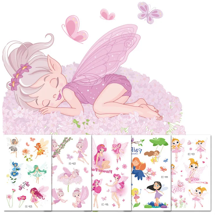 

Hot Lovely Flower Fairy Waterproof Temporary 3D Tattoo Stickers Cute Elves DIY Tattoo Sticker Body Art Gifts For Girl Birthday, As picture shown