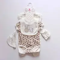 

5 pcs newborn baby clothes set gift romper jumpsuit bodyjump bib wholesale kids clothes bouqieus printed 100 % cotton ready made