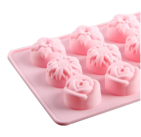 

2021 Royalunion DIY handwork 3d pink rose flower silicon cake chocolate moulds molds for chocolate, Pastry mould