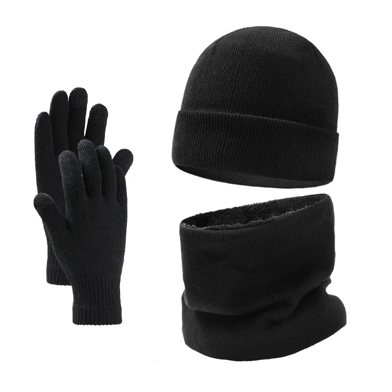 Winter Beanie Hat Scarf Touchscreen Gloves Set for Men and Women Beanie Gloves Neck Warmer Set with Warm Knit Fleece Lined