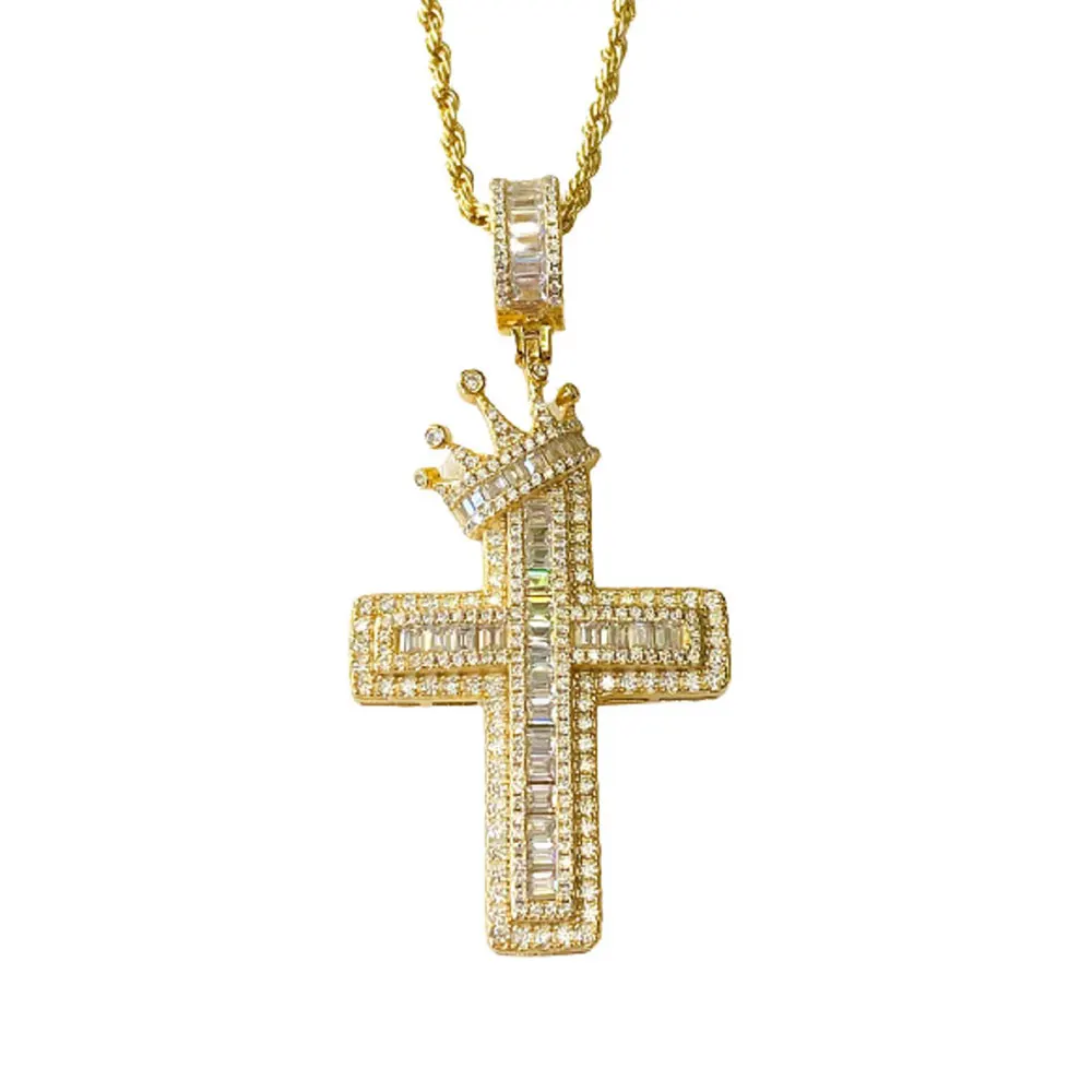 

Discount Crown Cross Hip Hop Pendant Square Round Zircon Micro-inlaid Retro Personality Men And Women Diamond Necklace