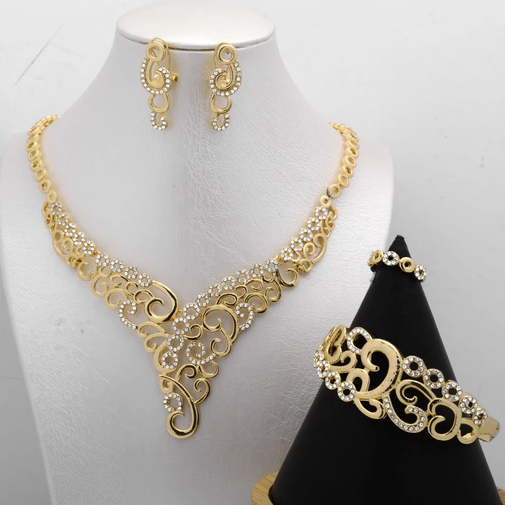 

Bracelet Ring Luxury Wedding Set For Women Jewelry Indian Designers Dress Necklace Matching Chokers Luxury Earrings Jewelry Set