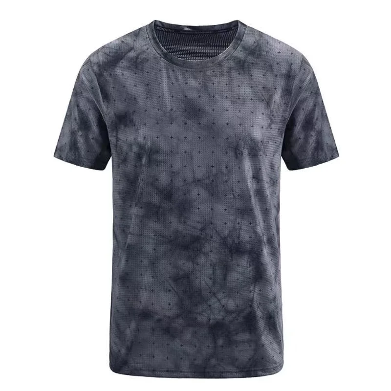 

Clothing manufacturer cheap casual custom short sleeve camouflage gradient t-shirt mens ombre sports fitness gym tshirt, Black/blue