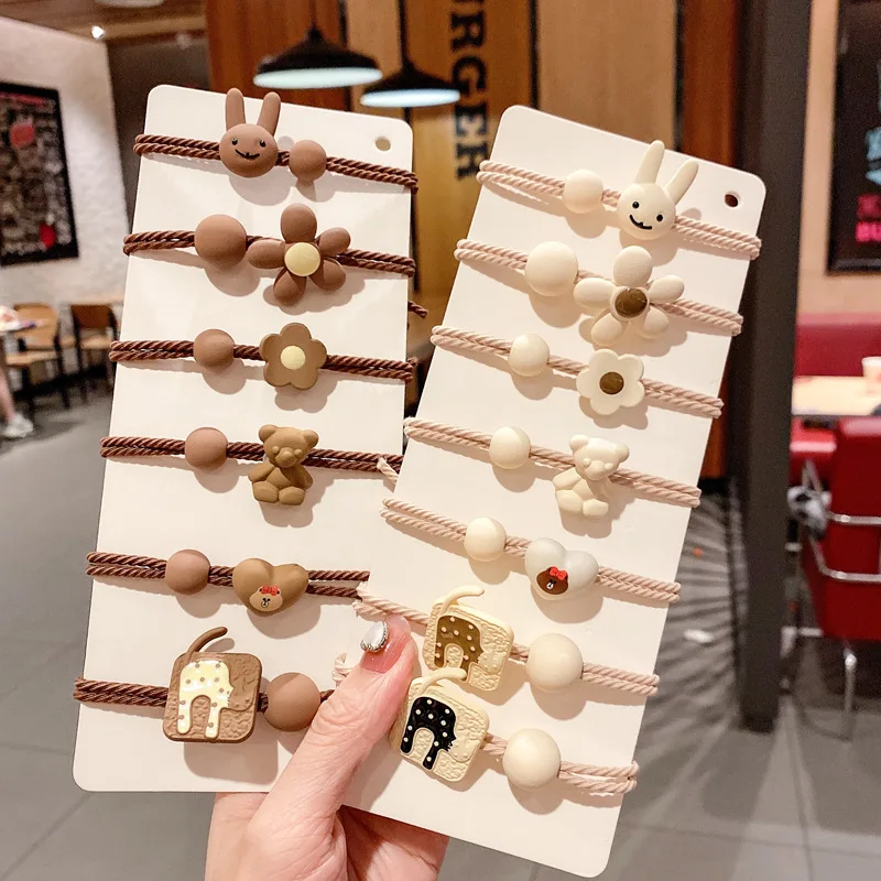 

Hot sale bear cartoon hair rope 12 designs cute rubber band hair ties for kids