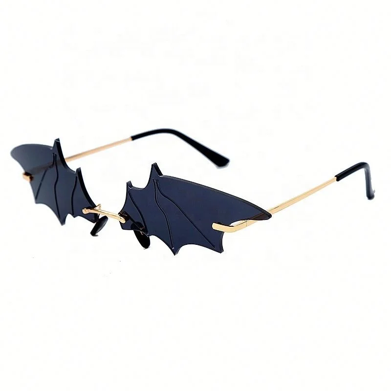 

Wholesale Stylish Irregular Bat-shaped Rimless Sunglasses, Colors