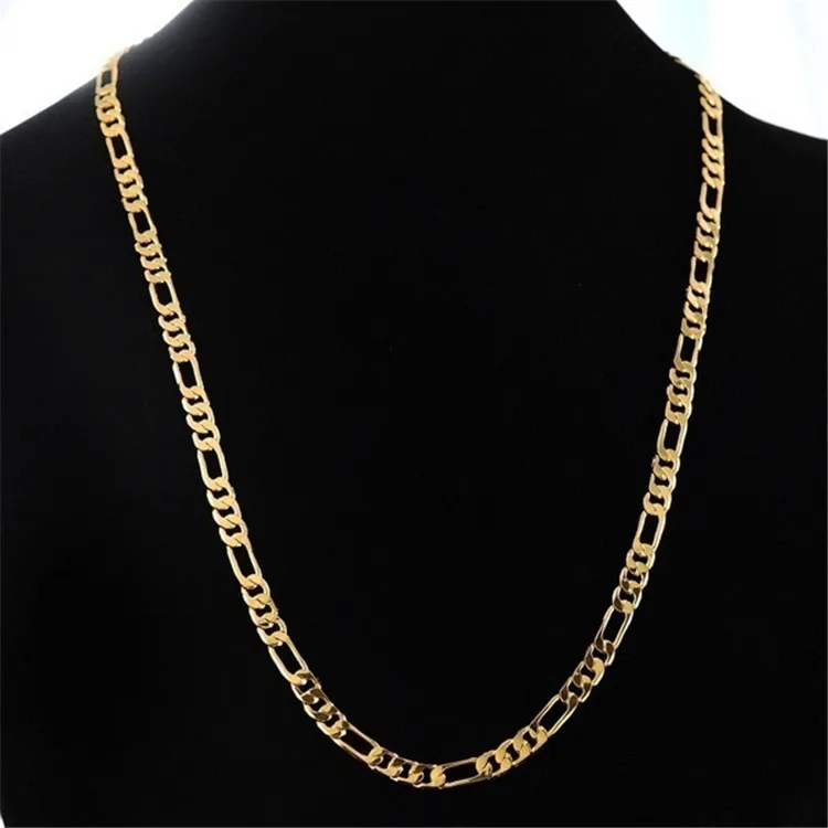 

Gold Plated Chain Necklace European and American Wholesale Hip Hop Pendant 18 K Gold Plated Jewelry 4.5mm * 50, 18k gold
