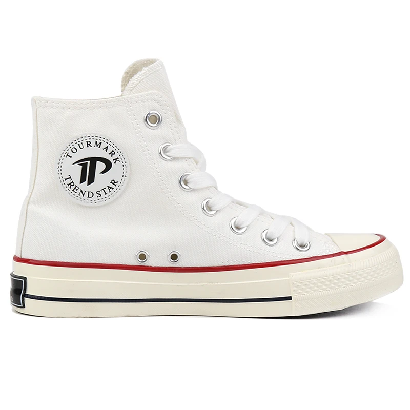 

White high-top fashion sports wear-resistant breathable skateboard canvas shoes