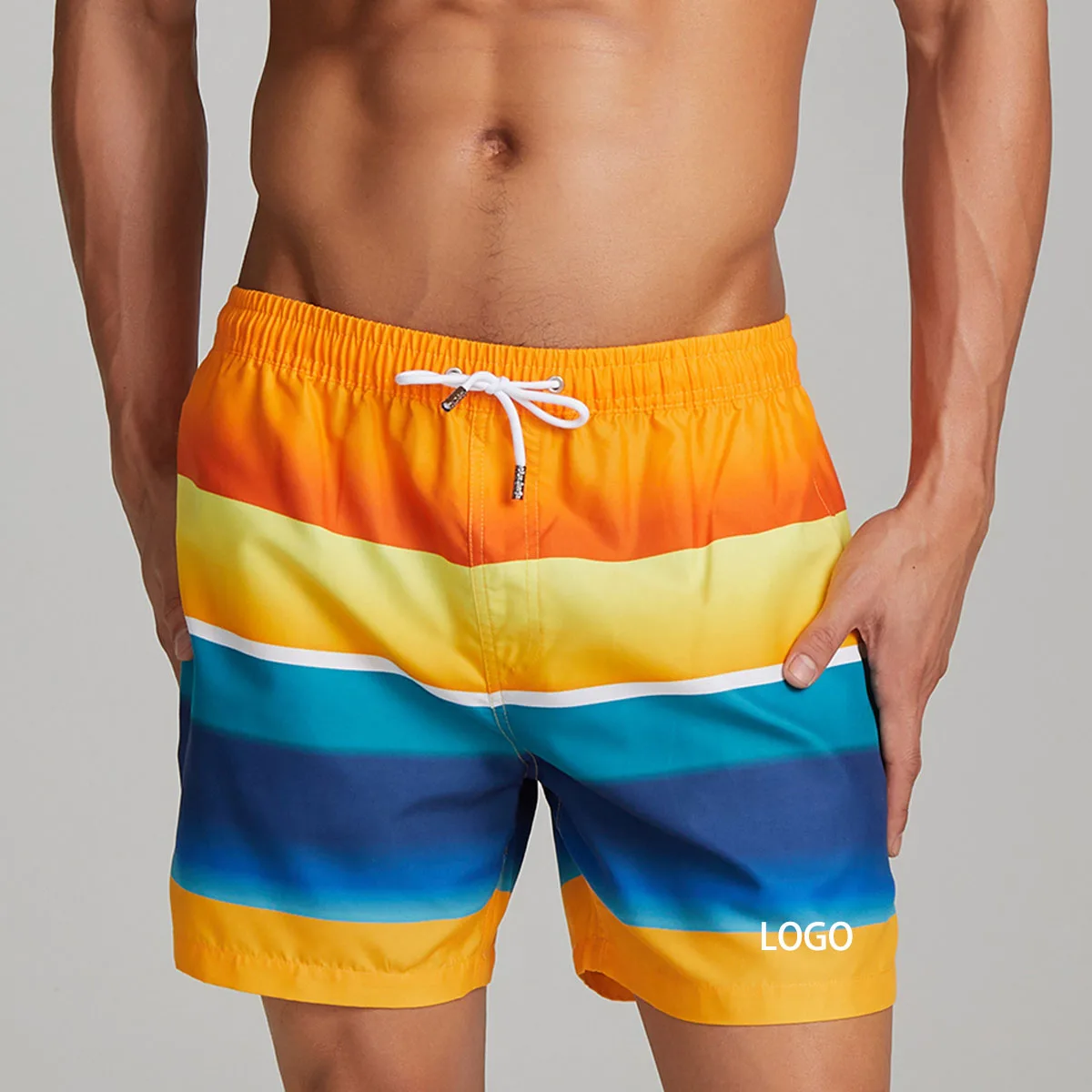 

Custom Logo Summer Blank Mens Board Beach Surfing Swim Shorts With Pockets Plus Size Patchwork Quick Dry Swimwear Trunks Men