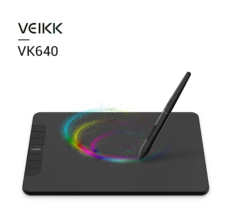 

VEIKK VK640 6 x 4 Inch 8192 Levels Battery-free Pen 250 PPS digital draw writing pad For Windows,MAC And Android