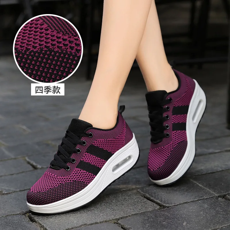 

Size 35-40 Women Sports Shoes Fashion Small White Shoes Leisure Flying Weaving Running Shoes, Shown