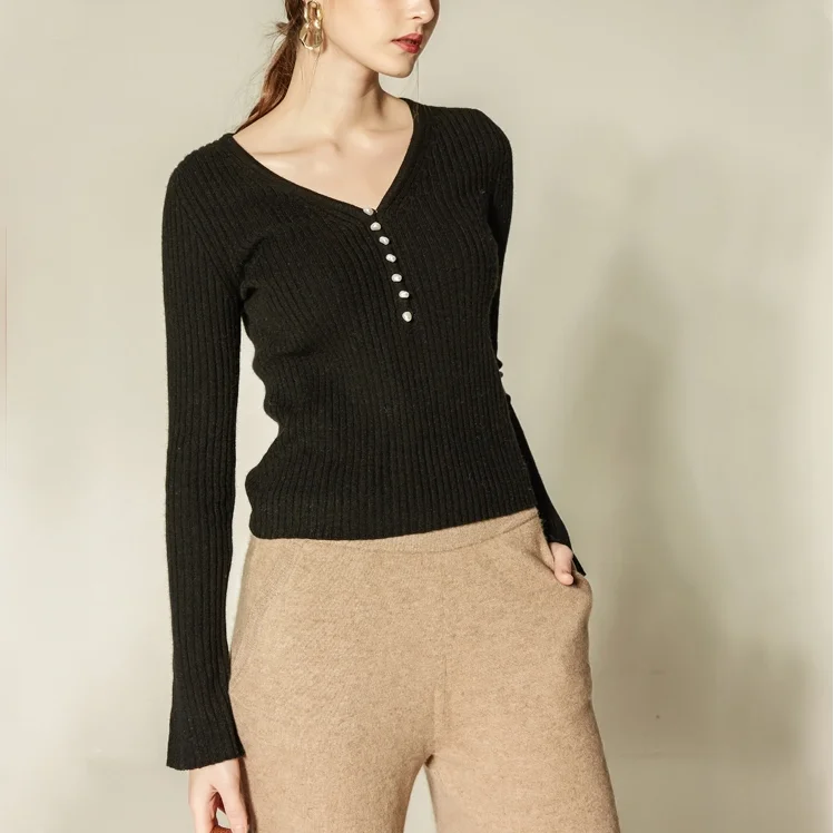 

Kingsun Un ensemble de chandails en Cachemire pour femmes cashmere wool sweater women custom with pearl, Customized color