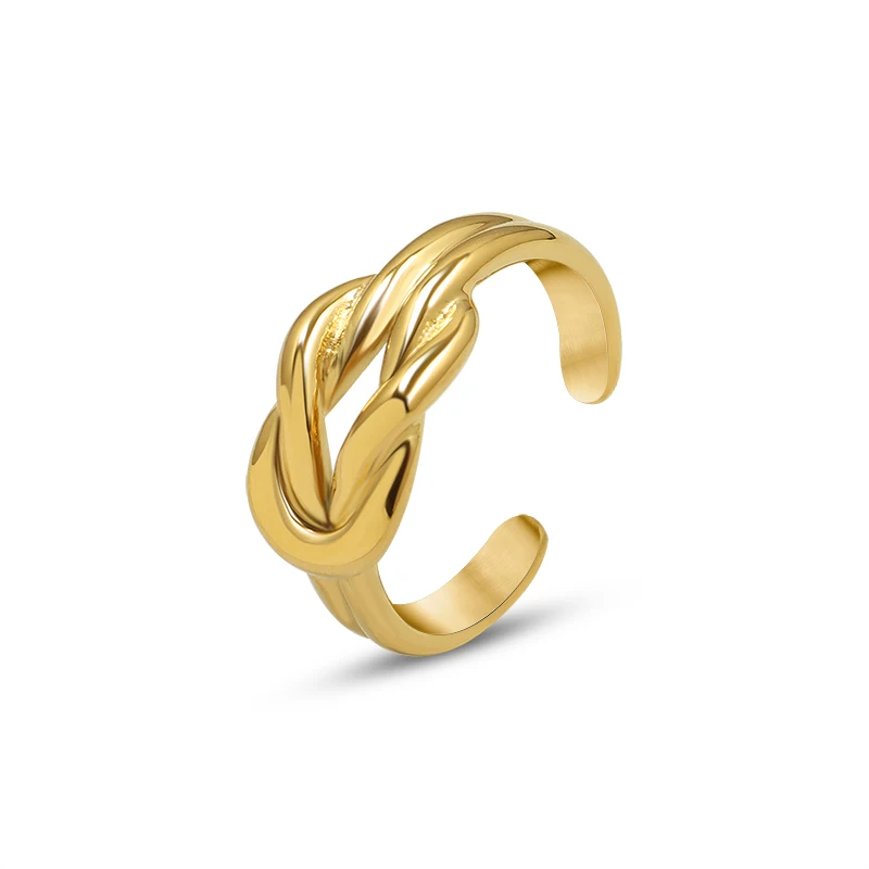 

Marka French Minor Design Love Lucky Knot Open Ring Titanium Steel 18K Gold Fingerfinger Ring Jewelry