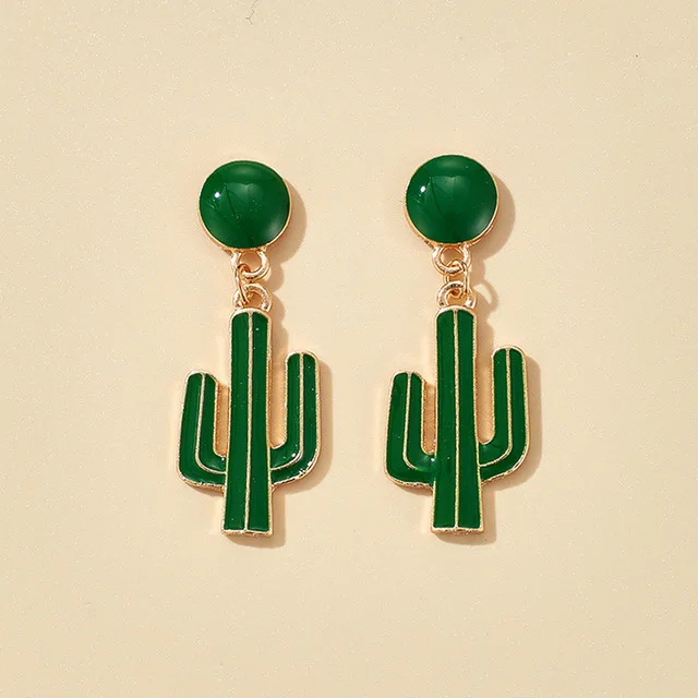 

Handmade Zircon Earrings Special Cactus Earrings for Women