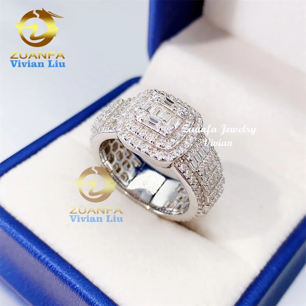 

Fashion jewelry vvs moissanite or cz diamond men 925 sterling silver ring