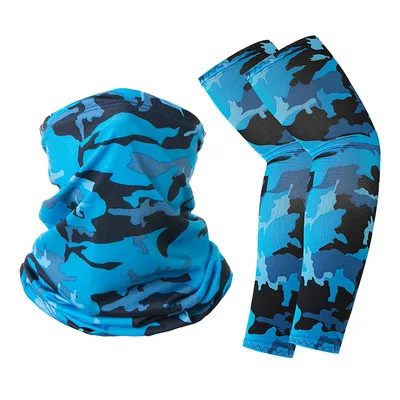 

Cycling cooling face scarf unisex camouflage neck gaiter outdoor sun protection sleeves Breathable Anti-UV ice silk arm sleeves