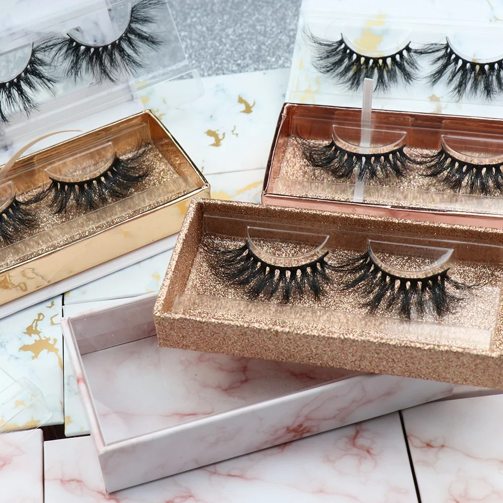 

Personalized Lash Packaging Handmade False 3D 100 % Vegan Full Strip 25MM Mink Bulk Eyelashes Vendor