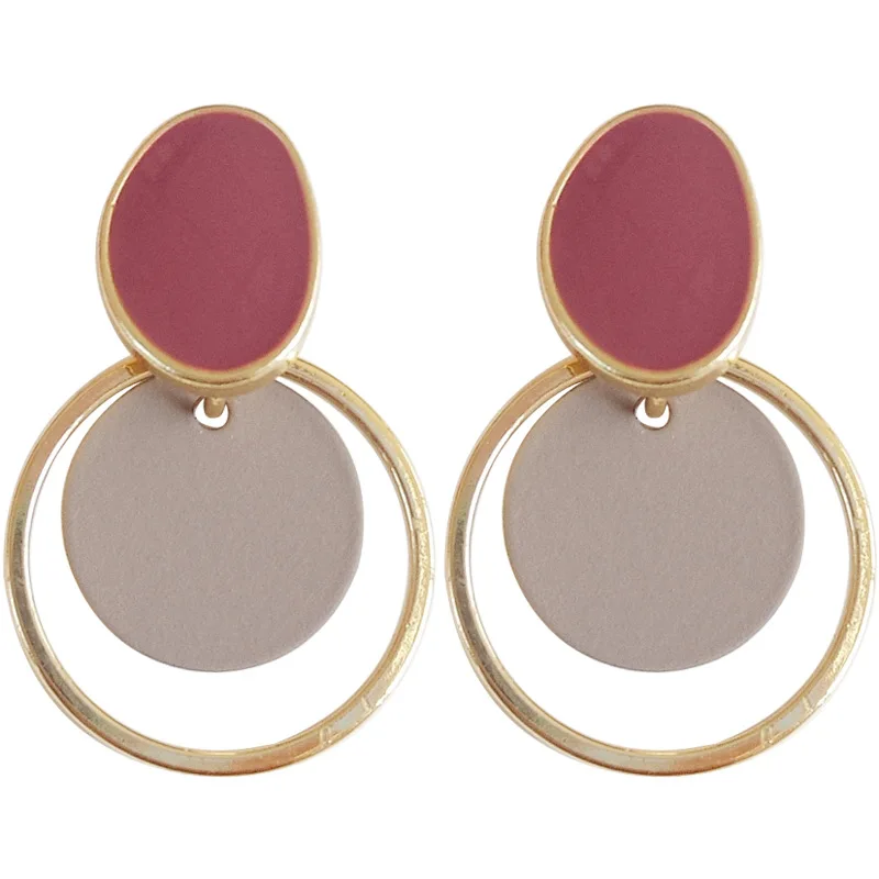 

Luxury Summer Jewelry S925 Ear Pin Round Shape Leather Stud Earrings White and Brown Double Color Leather Earrings