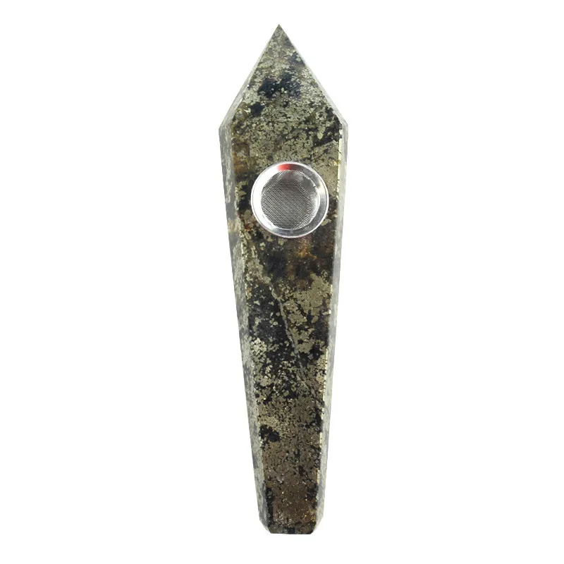 

Natural stone pyrite rough stone crystal smoking pipe, Colorful