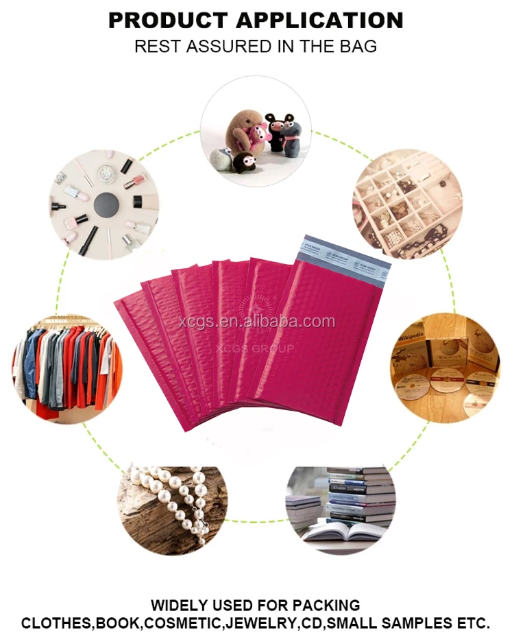 6x10 Inch Pink Poly Mailer Envelopes #0 Bubble Mailer Wholesale Pink