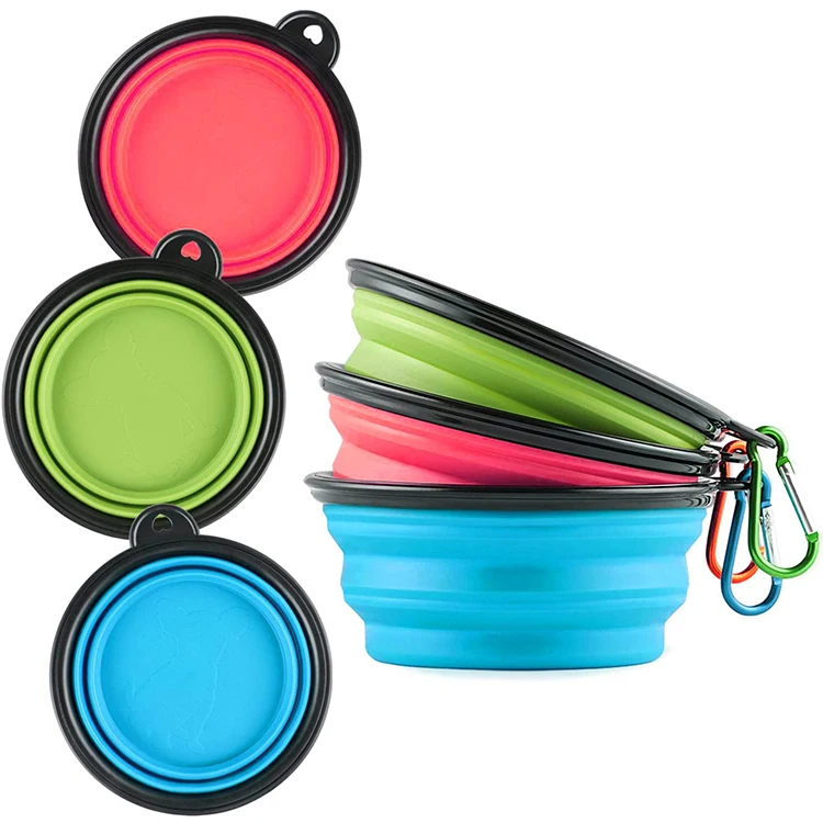 

Foldable Pet Water Bowl Travel Dog Pet Food Feeding Collapsible Silicone Bowl, Customized color