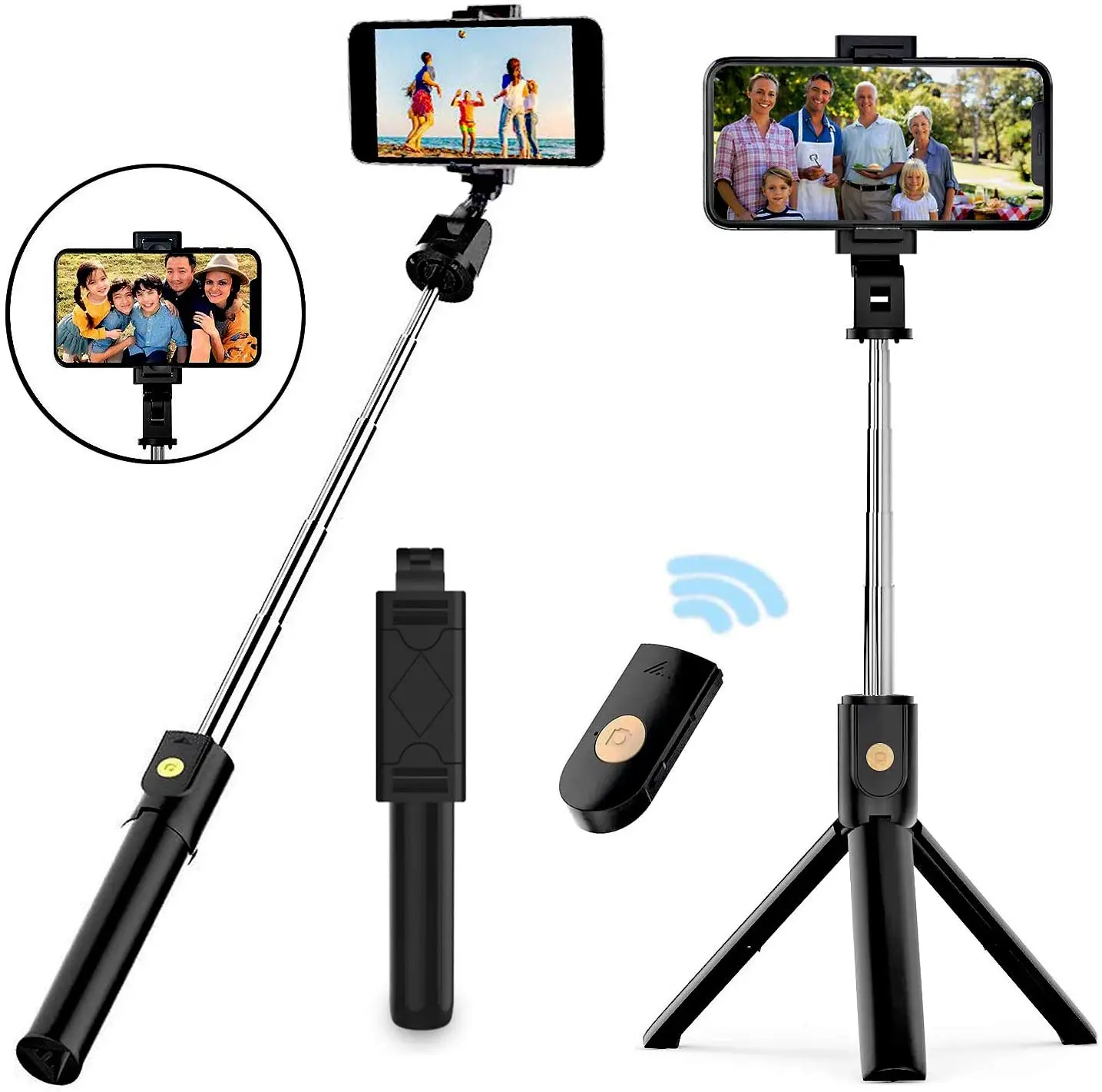 

Extendable Selfie Stick with Wireless Remote for Phone, Black