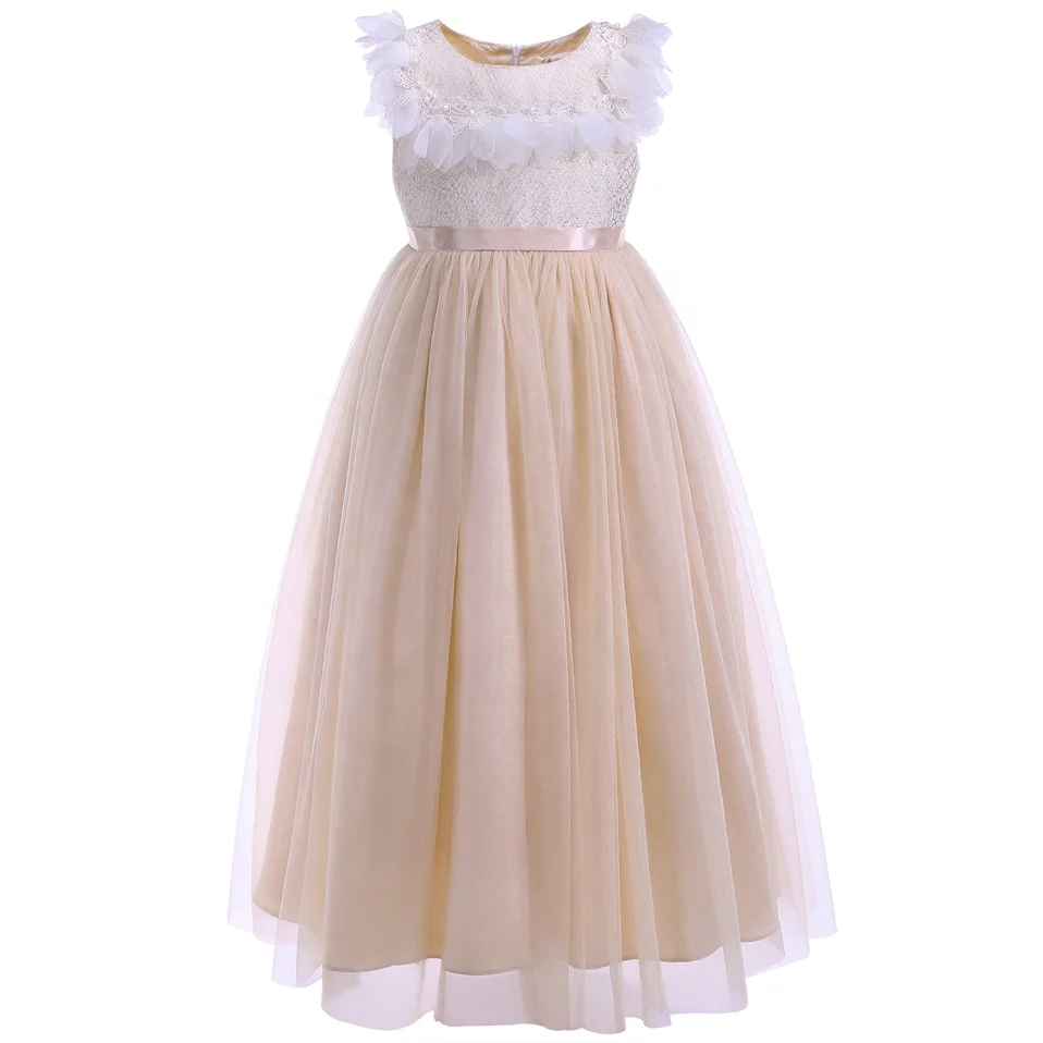 

Lace pearl fashion luxury Wholesale Ankle-Length Irregular Fashion Appliques Kids girls' dress