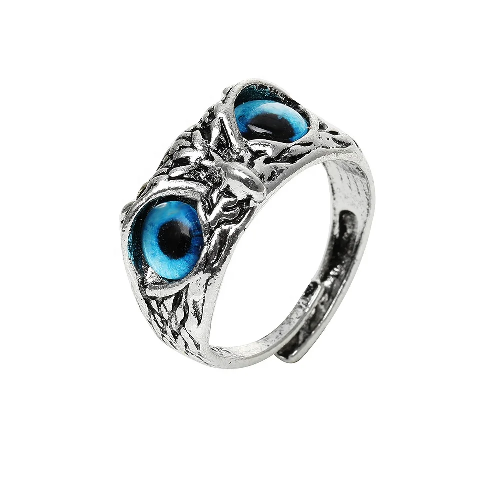 

Amazon Hot Selling 2021 New Design Animal Shape Jewelry Vintage Evil Eye Owl Eye Adjustable Ring Animal