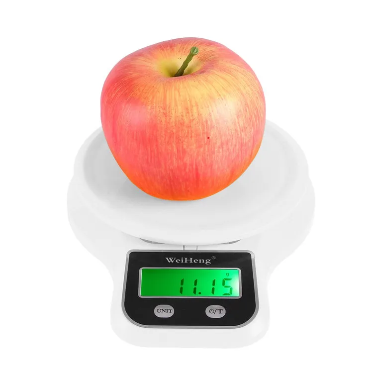 

Electronic Digital Kitchen Food Scale 0.1g-3kg Green Backlight LCD Display, White