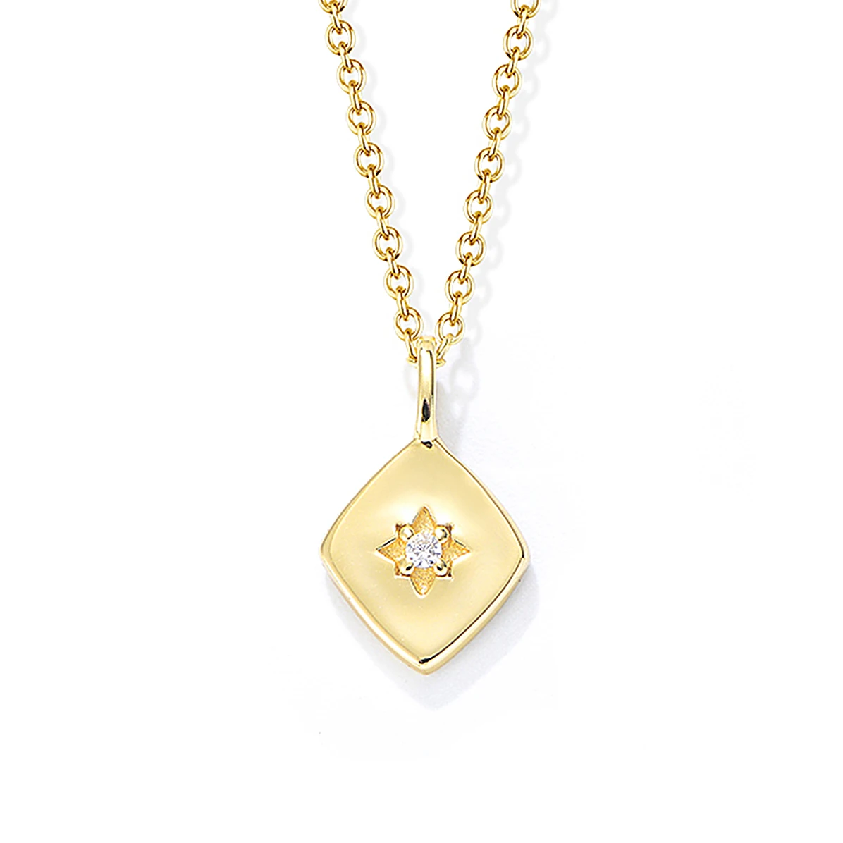 925 Sterling Silver Trendy Link Chain Necklace Star Geometric Plated Gold Jewelry Pendant Necklace