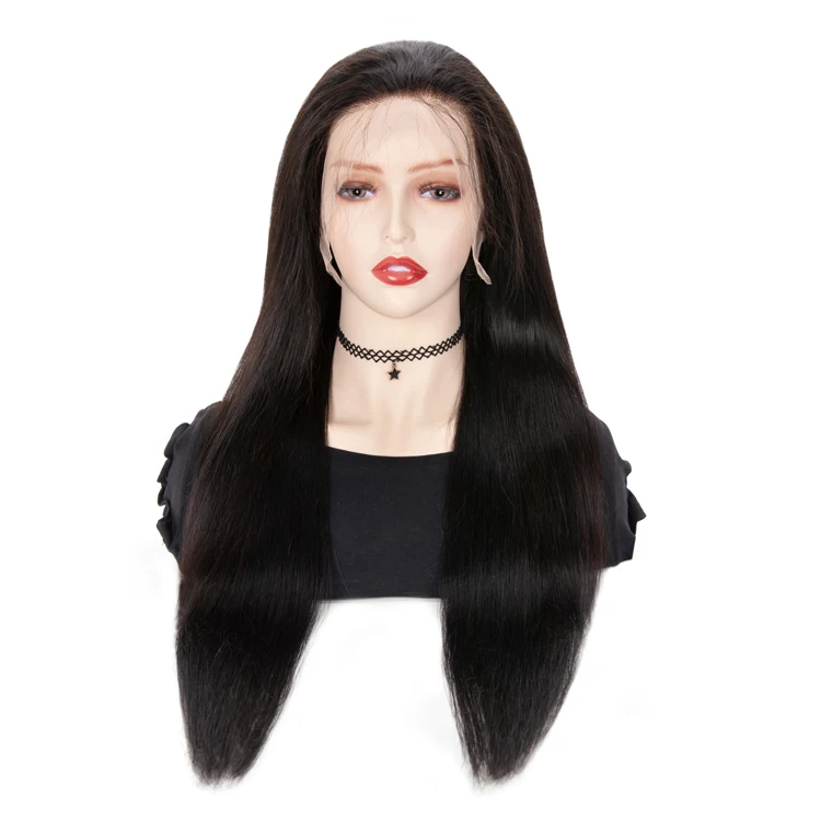 

Natural Black Straight Lace Front Wig Pre-plucked Glueless HD Transparent Lace Wig Brazilian Virgin Cuticle Aligned Hair