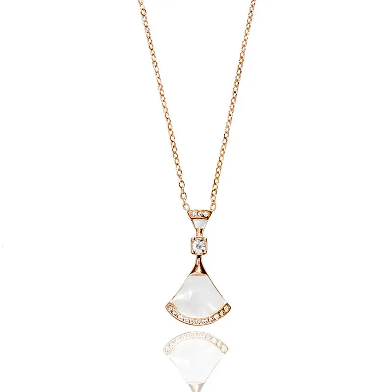 

Hot selling stainless steel skirt zircon necklace fashion charm jewelry, Gold