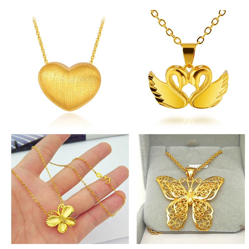 

New Vietnamese gold pendant necklace gold jewelry men women cross-border micro-heating Pin Pendant, Golden